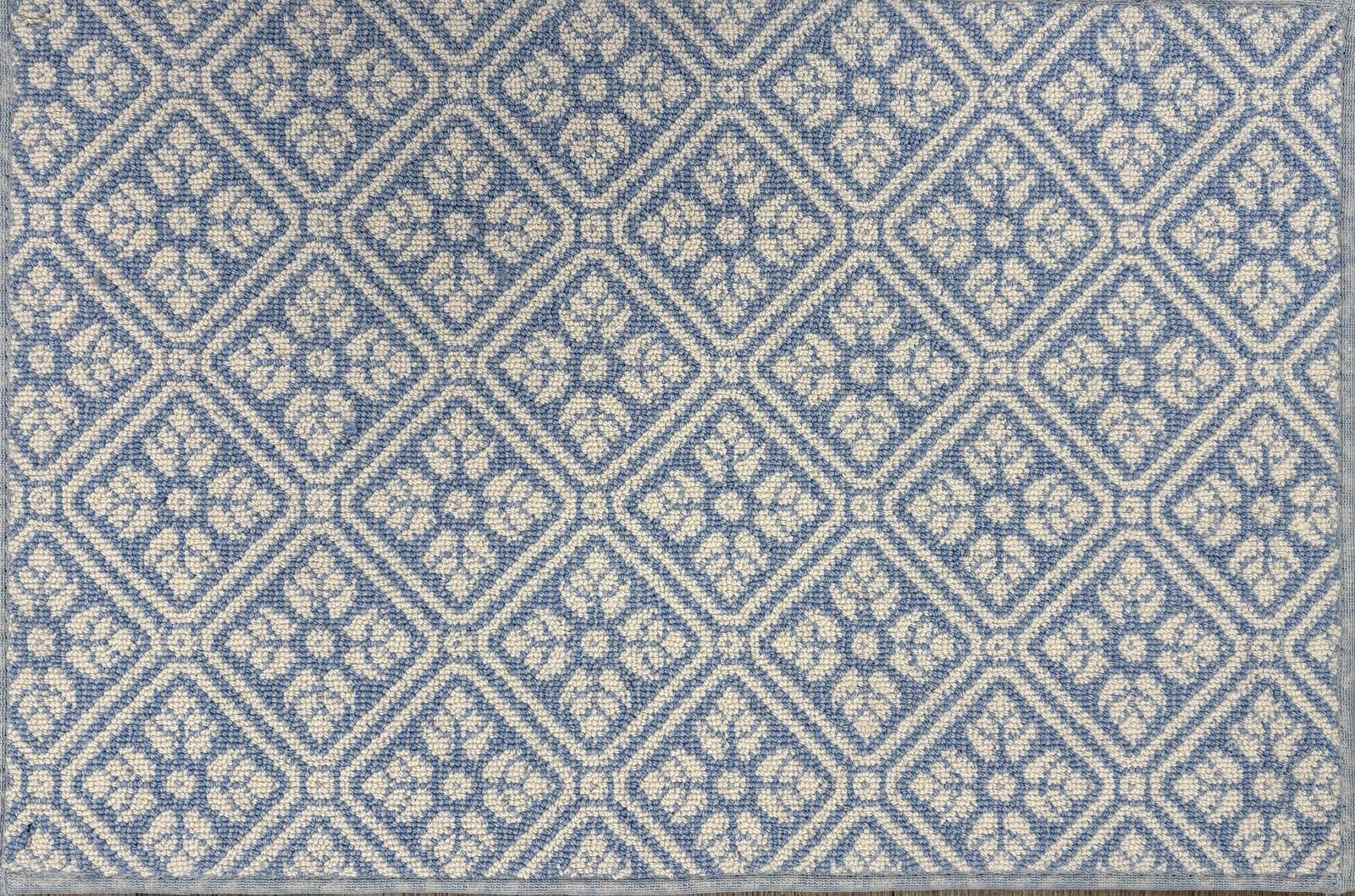 Diamonds Blue on White Wilton - 13 x 22