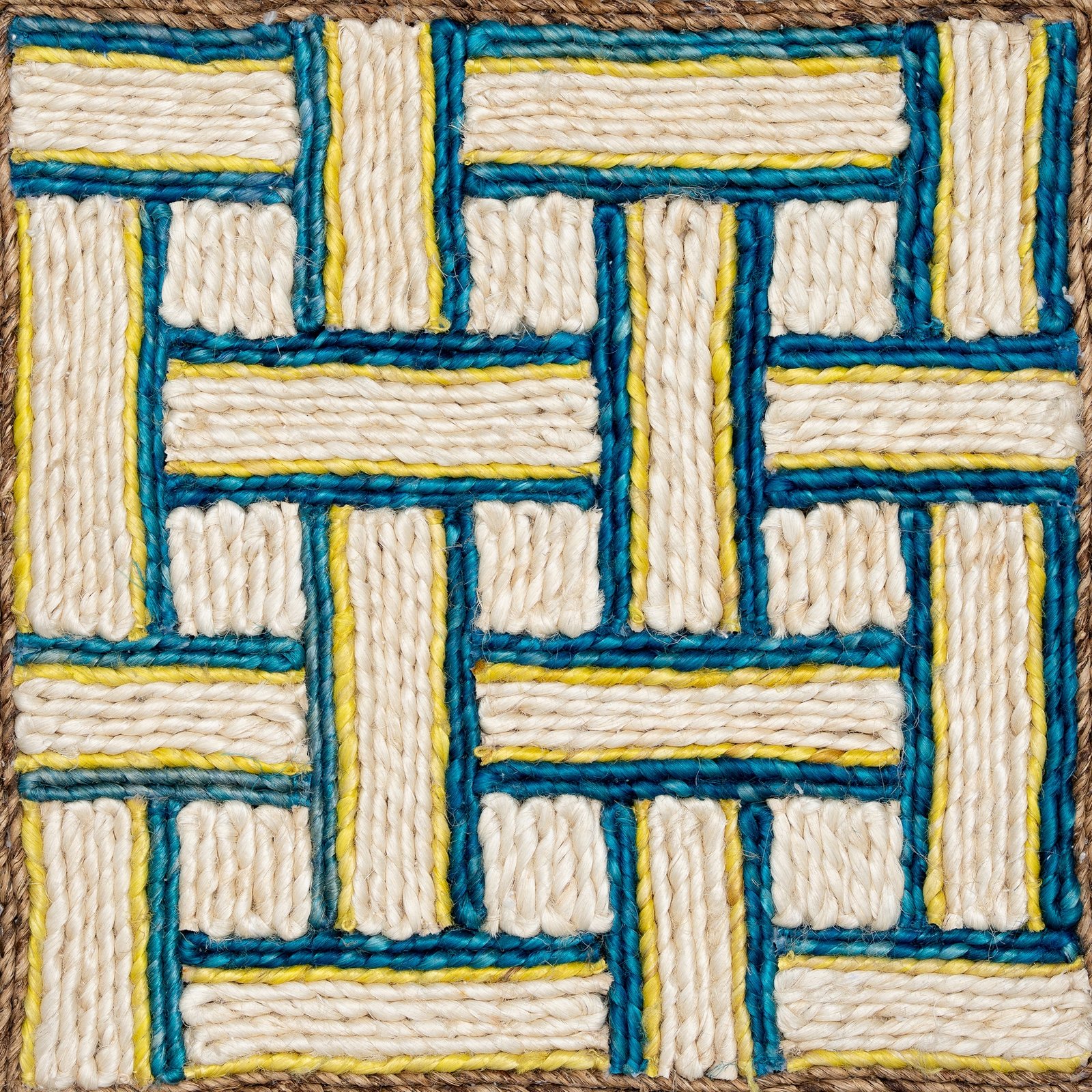 Bold Basketweave Ivory Aqua